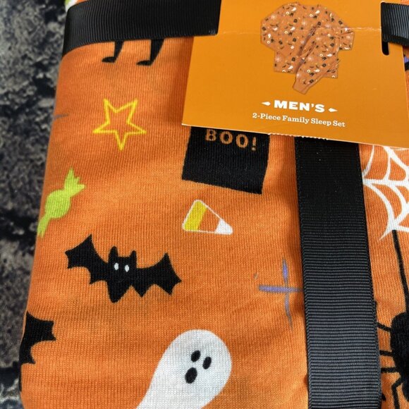 Hyde & Eek Men's 2XL XXL Orange 2-Pc Halloween PJ Set bat Candy Spider Boo - Picture 4 of 9